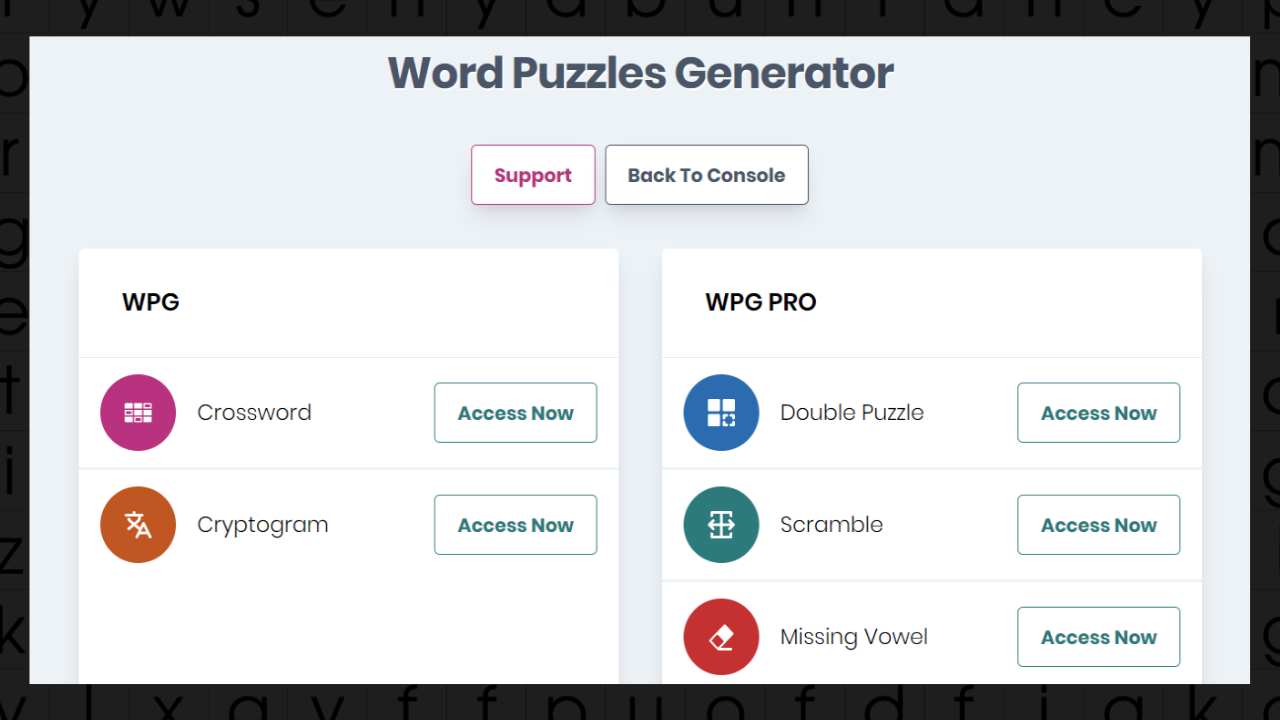 Word Puzzles Generator Word Puzzles Generator