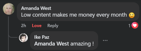 BowesPaz member testimonial on low-content KDP results