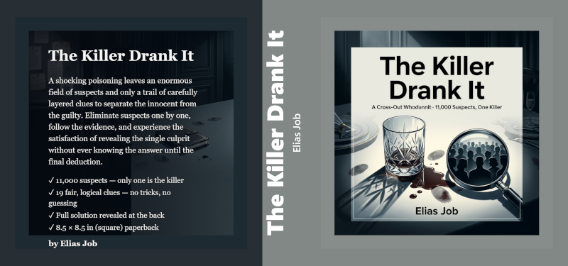 The Killer Drank It — full wraparound book cover, front and back