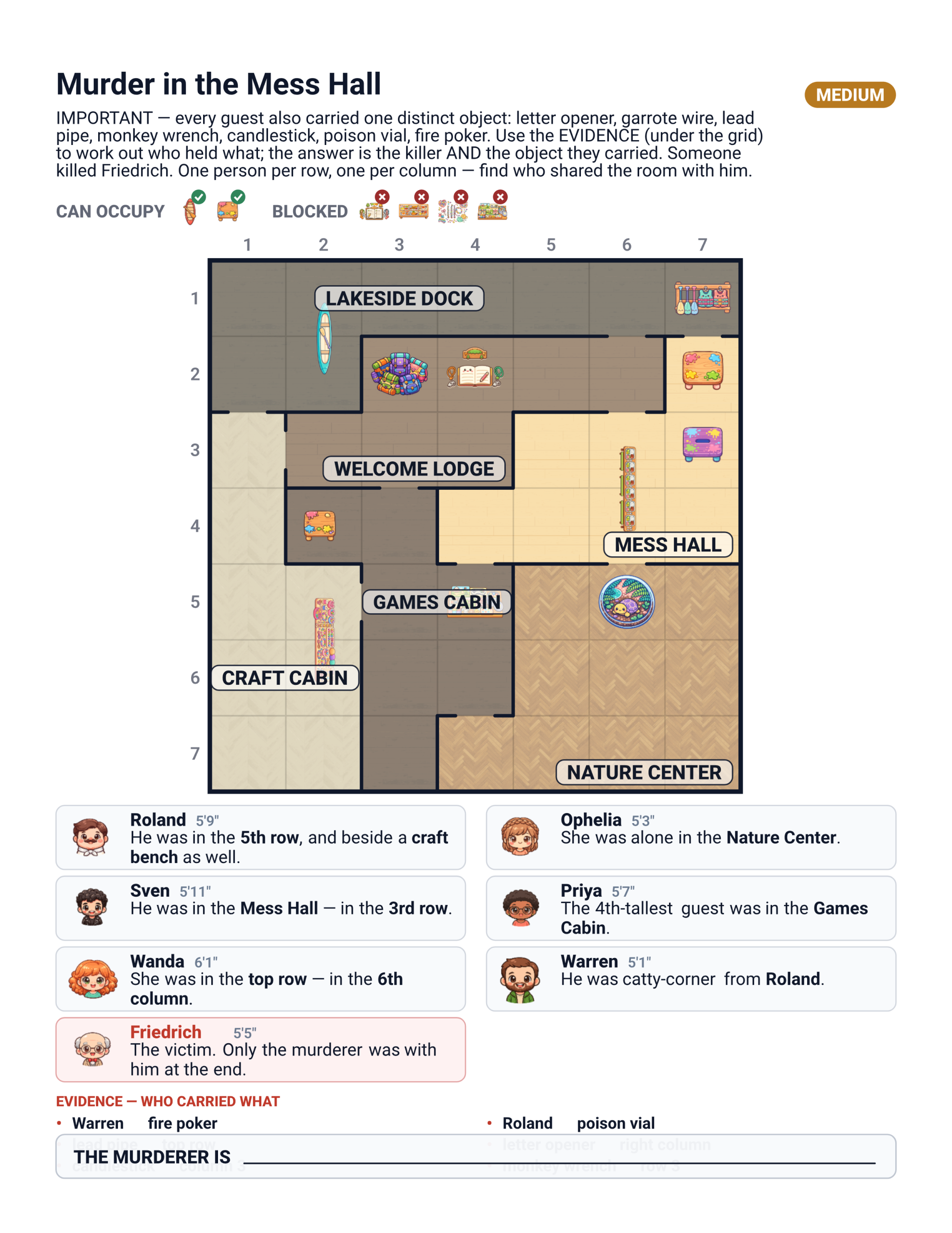 Shigai Royalty Review sample — Murder in the Mess Hall camp layout