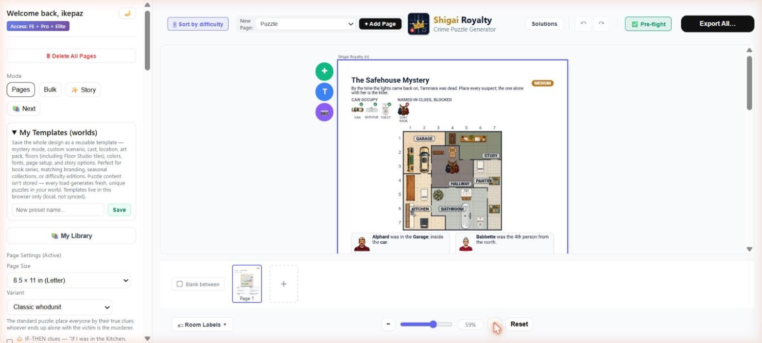 Shigai Royalty live builder dashboard