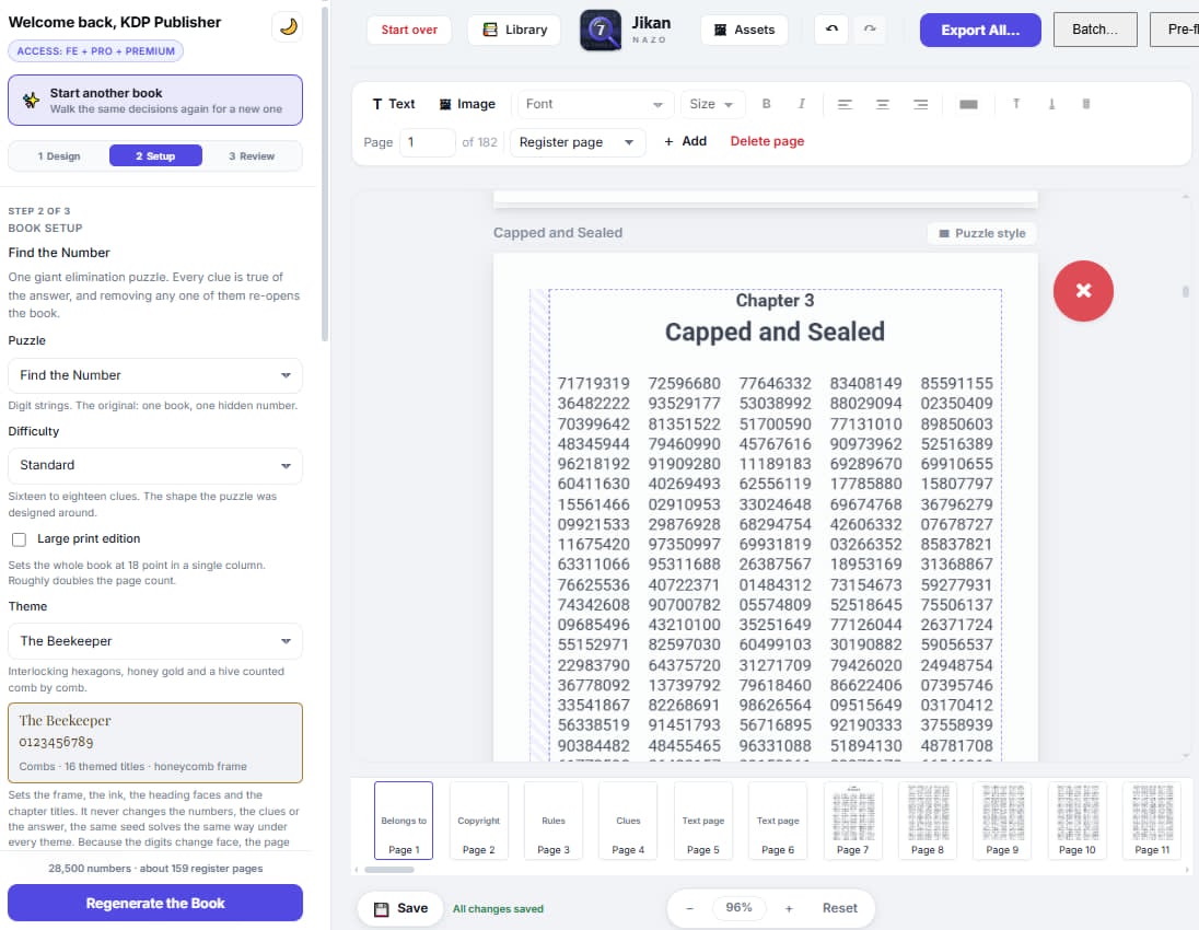 Jikan Nazo app — Find the Number register with live page preview